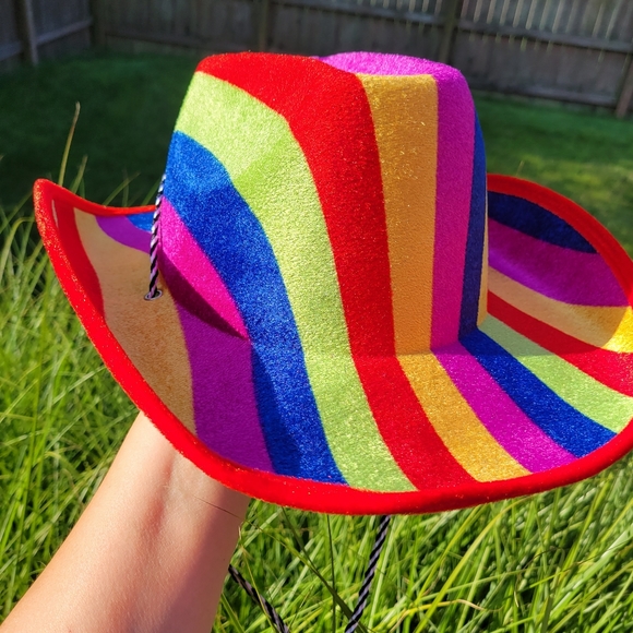 Rainbow Cowboy Hat ~ LGBTQ ~ Rainbow ~ Unisex ~ Festival ~ Parade~ Pride! - Picture 6 of 16